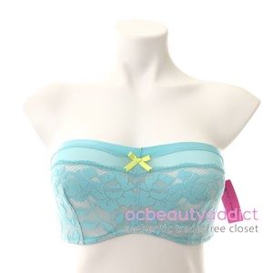 Betsey Johnson Blue Starlet Lace Strapless Bra 32D
